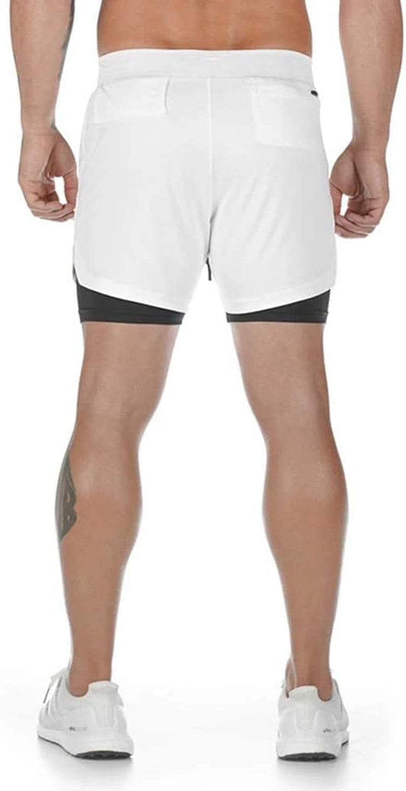 Men's 2-in-1 Athletic Running Shorts with Towel Loop - Perfect for Gym and Training