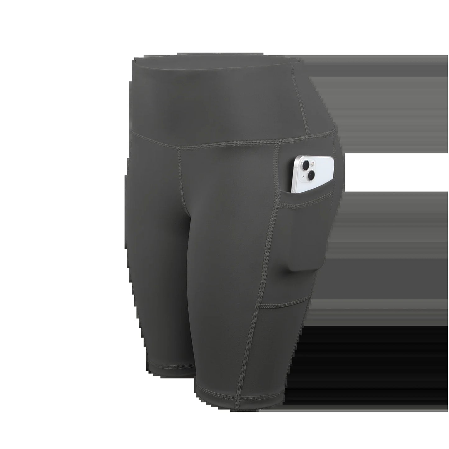 Women Solid Yoga Shorts with 3 Pockets High Waist Butt Lifting Workout Tights Gym Elastic Cycling Shorts Activewear