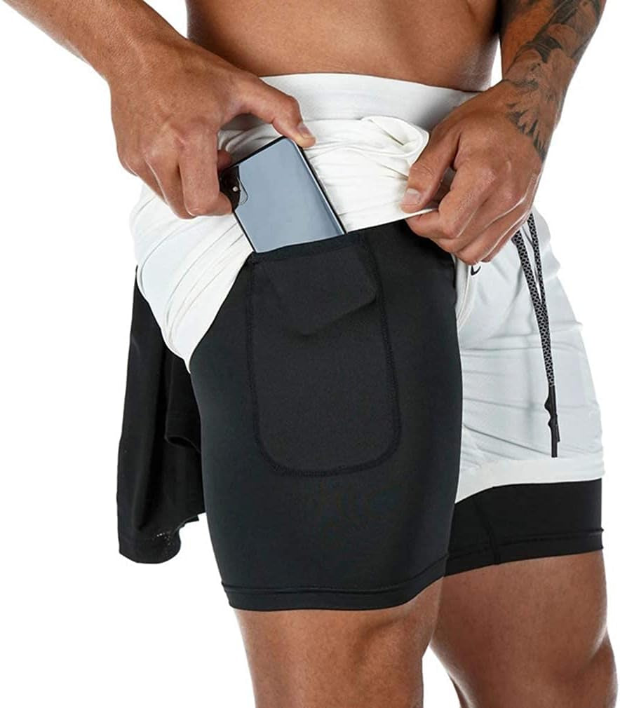Men's 2-in-1 Athletic Running Shorts with Towel Loop - Perfect for Gym and Training