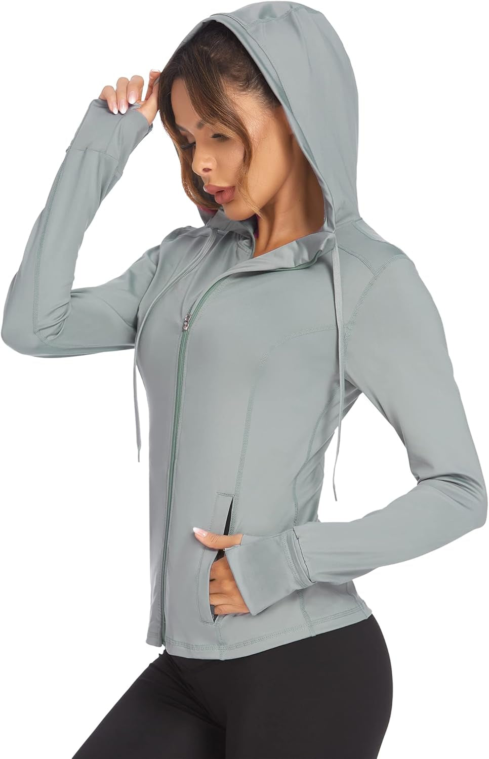 Lightweight Women's Full Zip Running Jacket - Athletic Hoodie for Fitness, Yoga, and Workouts