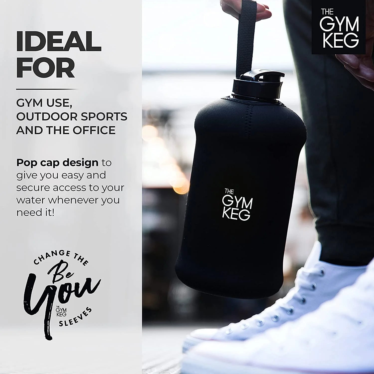 Stay Hydrated in Style: 74Oz Half Gallon Water Bottle - Leakproof, Eco-Friendly Tritan BPA-Free - Stealth Black with Convenient Carry Handle
