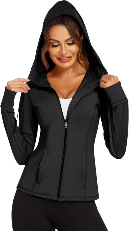 Lightweight Women's Full Zip Running Jacket - Perfect for Yoga, Workouts, and Sports