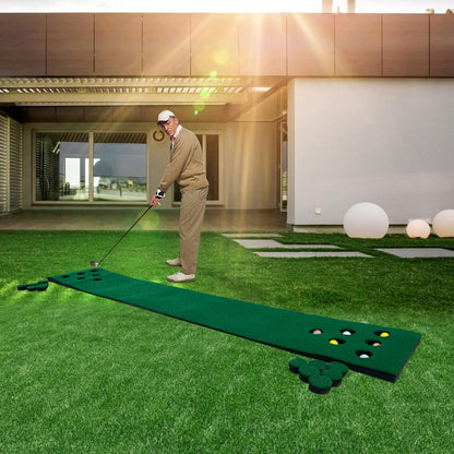 Premium Golf Putting Green Mat - Foldable Home Training Aid with 6 Balls & 12 Hole Covers - Perfect Golf Gift (9.84ft x 1.64ft)