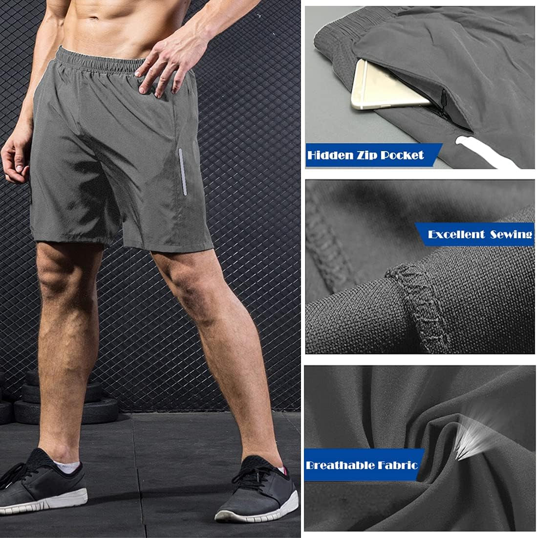 Men's Quick Dry Workout Shorts with Pockets - Breathable Gym Shorts for Running, Training, and Fitness