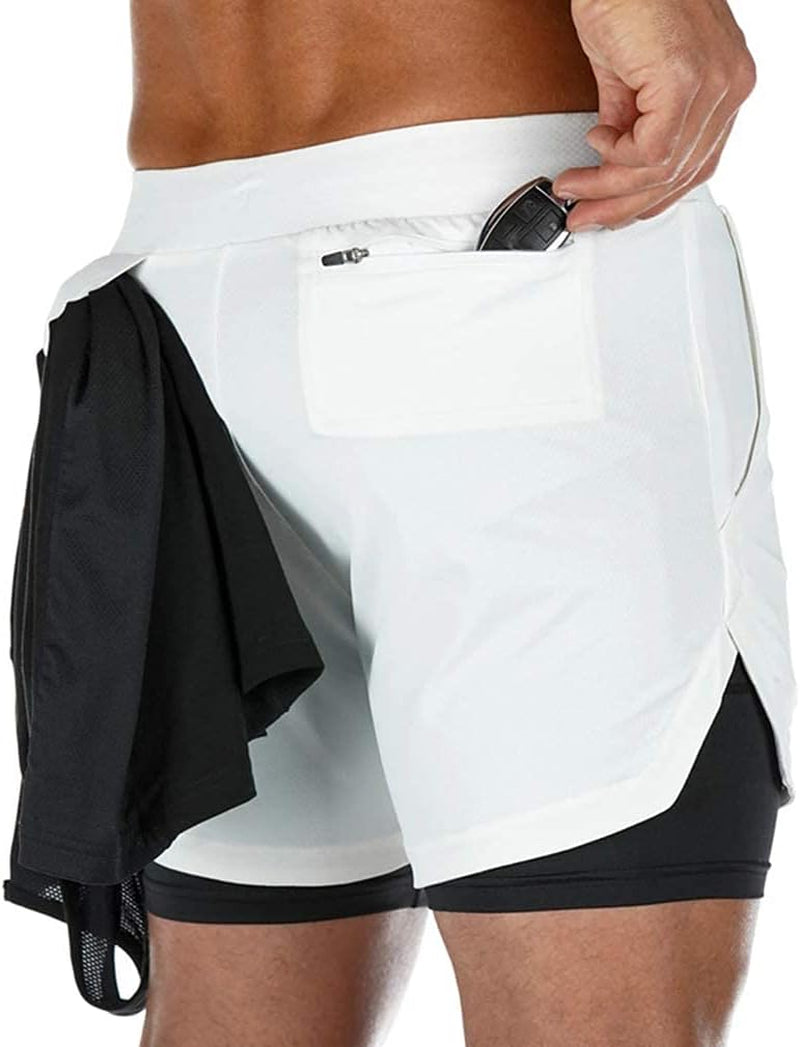 Men's 2-in-1 Athletic Running Shorts with Towel Loop - Perfect for Gym and Training