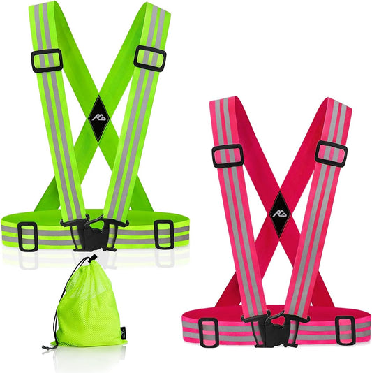 High-Visibility Reflective Running Vests - 2 Pack Safety Gear for Night Running & Cycling
