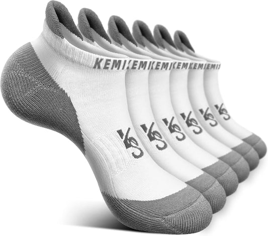 Men's Athletic Compression Ankle Socks - 6 Pairs Cushioned Support for Running and Walking