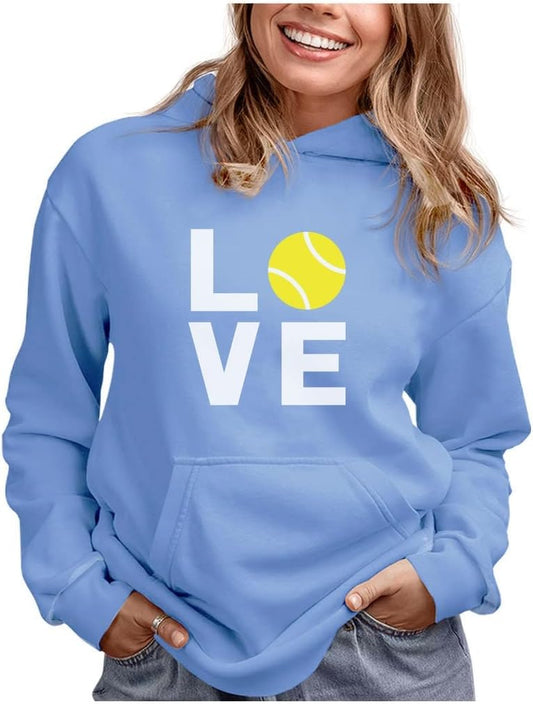 Love Tennis Hoodie - Perfect Gift for Players, Coaches & Fans - Sporty Hoodies for Women & Teen Girls