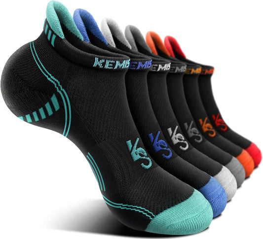 Men's Athletic Compression Ankle Socks - 6 Pairs of Cushioned Support for Running and Walking