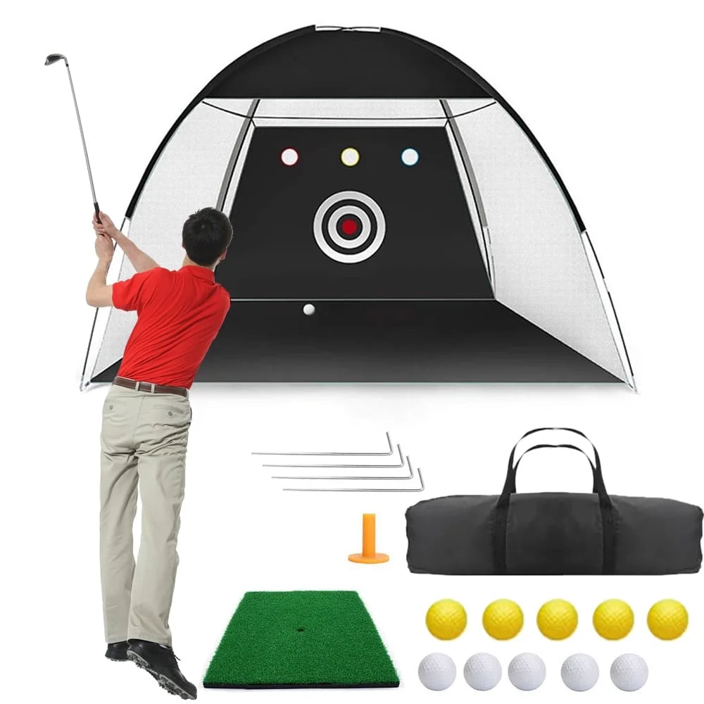 Collapsible Indoor Outdoor Golf Chipping Net - Foldable Pitching Cage for Ultimate Golf Practice