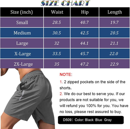 Men's Quick Dry Workout Shorts with Pockets - Breathable Gym Shorts for Running, Training, and Fitness