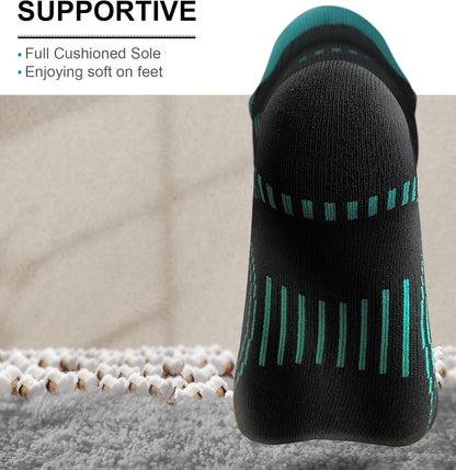 Men's Athletic Compression Ankle Socks - 6 Pairs of Cushioned Support for Running and Walking