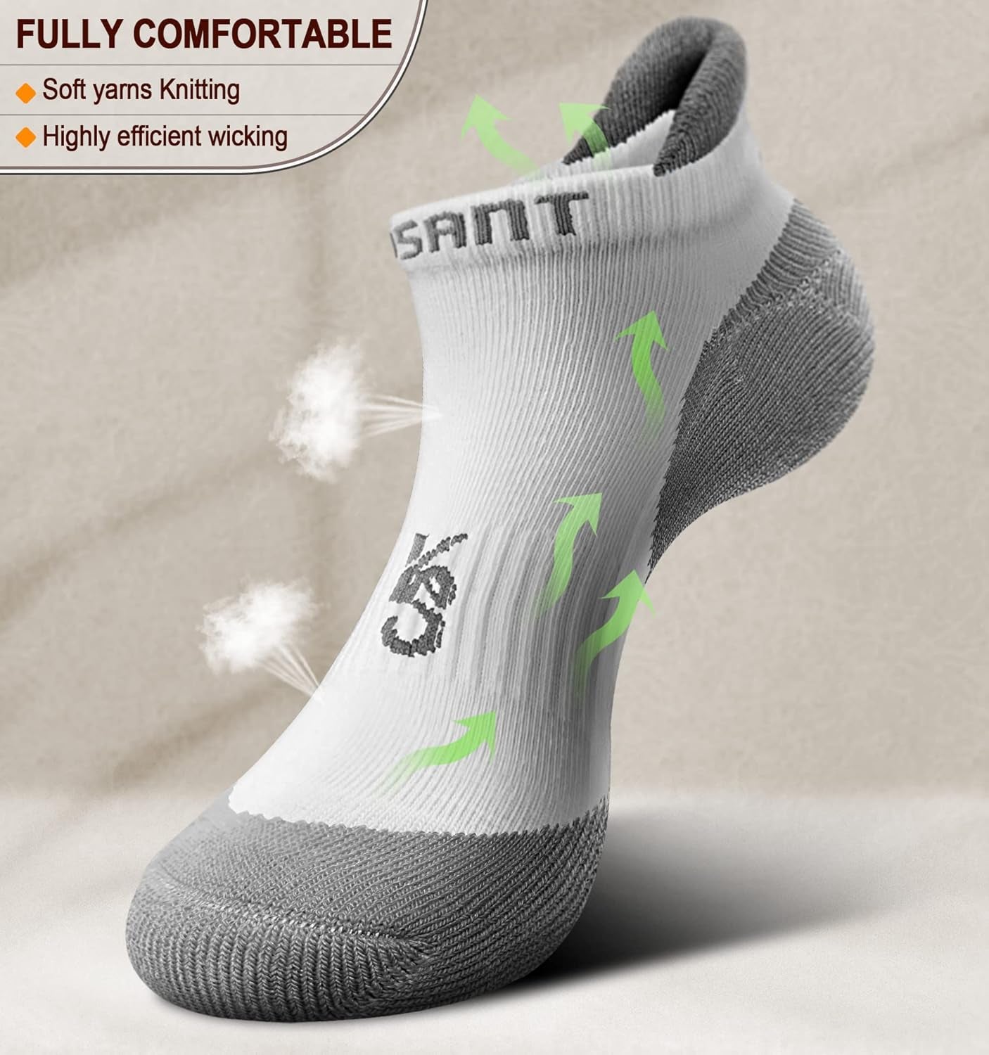 Men's Athletic Compression Ankle Socks - 6 Pairs Cushioned Support for Running and Walking