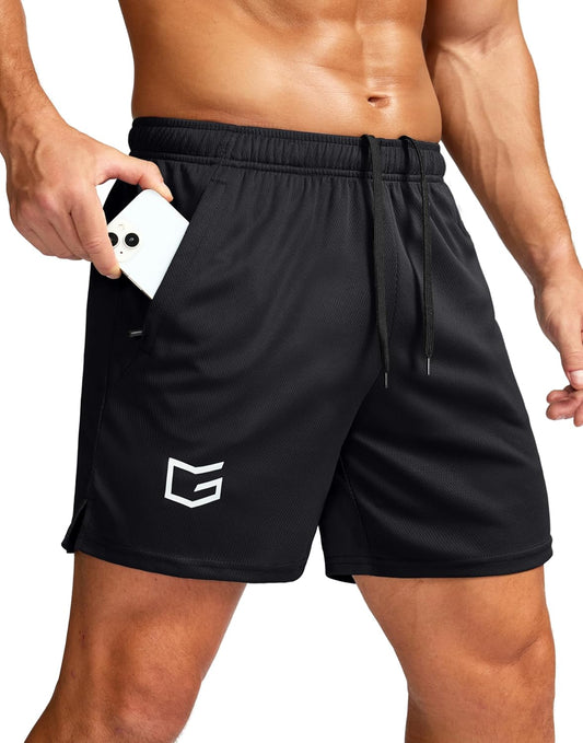 Men's Quick-Dry Lightweight Workout Shorts with Zip Pockets - Perfect for Running and Gym!