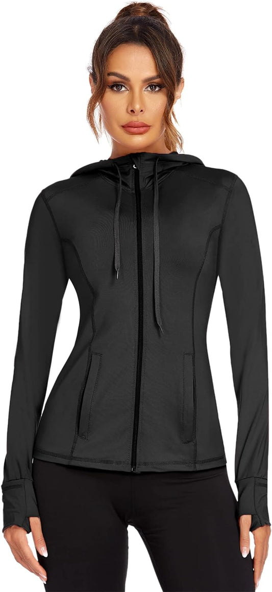 Lightweight Women's Full Zip Running Jacket - Perfect for Yoga, Workouts, and Sports