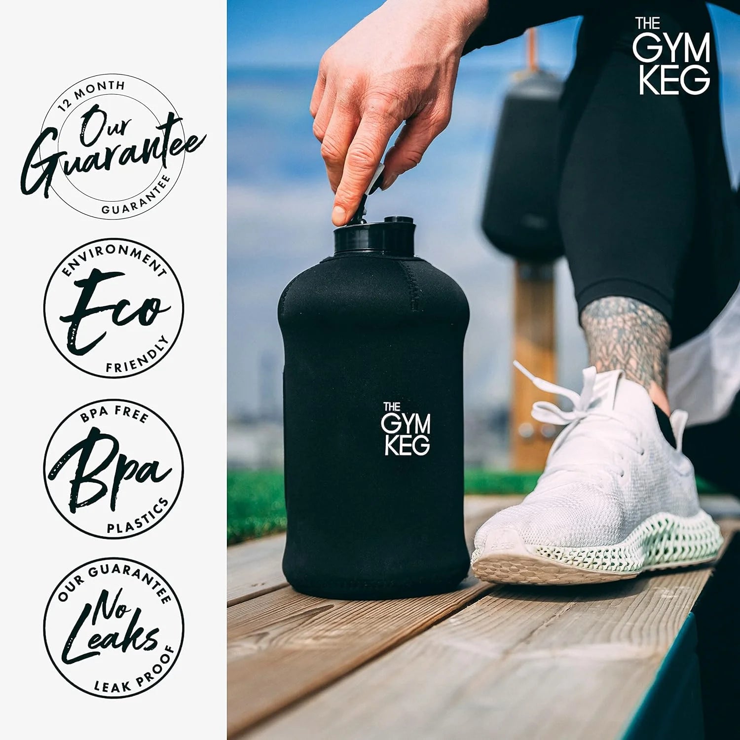 Stay Hydrated in Style: 74Oz Half Gallon Water Bottle - Leakproof, Eco-Friendly Tritan BPA-Free - Stealth Black with Convenient Carry Handle