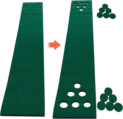 Premium Golf Putting Green Mat - Foldable Home Training Aid with 6 Balls & 12 Hole Covers - Perfect Golf Gift (9.84ft x 1.64ft)