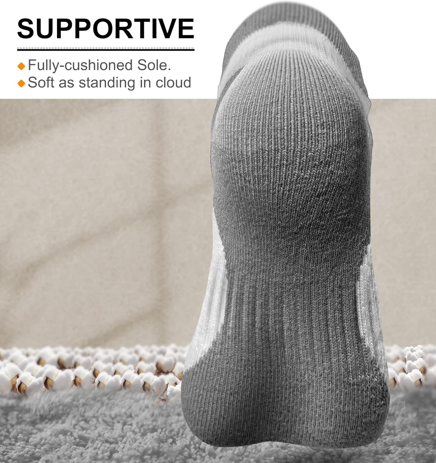 Men's Athletic Compression Ankle Socks - 6 Pairs Cushioned Support for Running and Walking