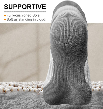 Men's Athletic Compression Ankle Socks - 6 Pairs Cushioned Support for Running and Walking