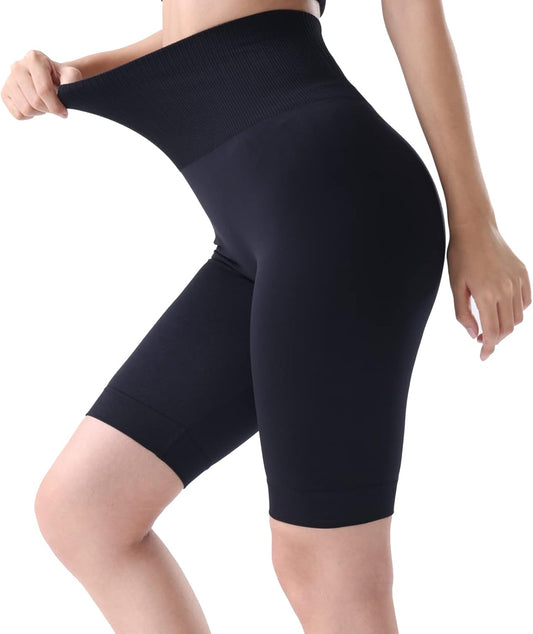 Elevate Your Workout: High Waist Seamless Ribbed Yoga Shorts - Ruched Butt Lift Biker Shorts for Women (Black, Size S)