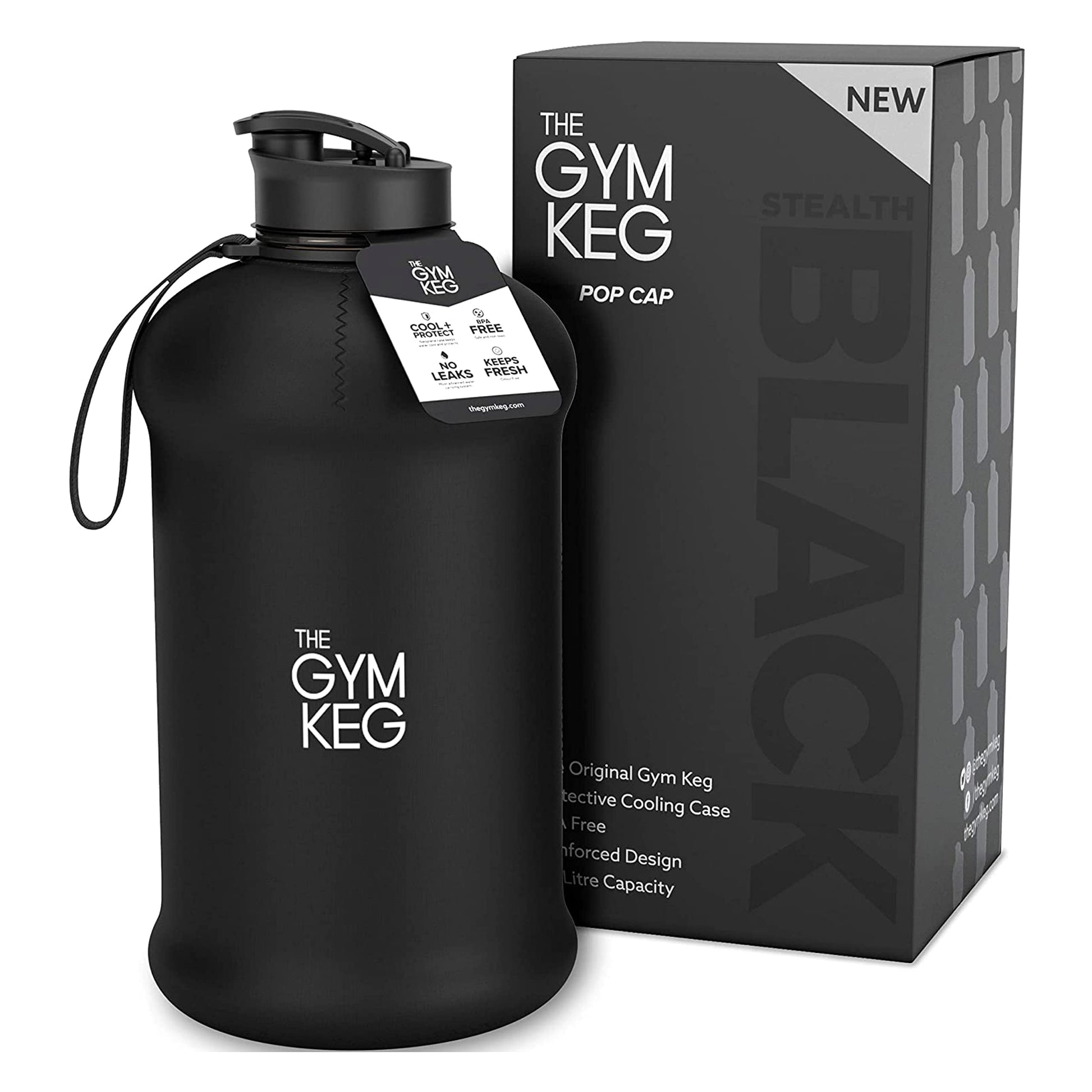 Stay Hydrated in Style: 74Oz Half Gallon Water Bottle - Leakproof, Eco-Friendly Tritan BPA-Free - Stealth Black with Convenient Carry Handle