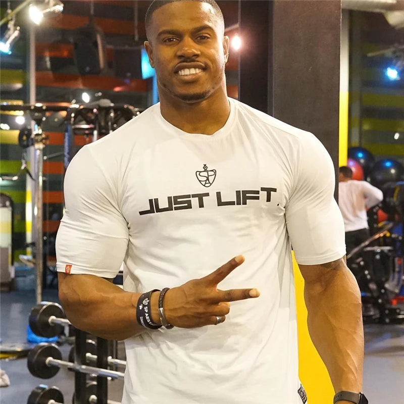 Men's Cotton Short Sleeve Gym Running T-Shirt - Lightweight Fitness Workout Tee