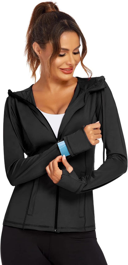 Lightweight Women's Full Zip Running Jacket - Perfect for Yoga, Workouts, and Sports
