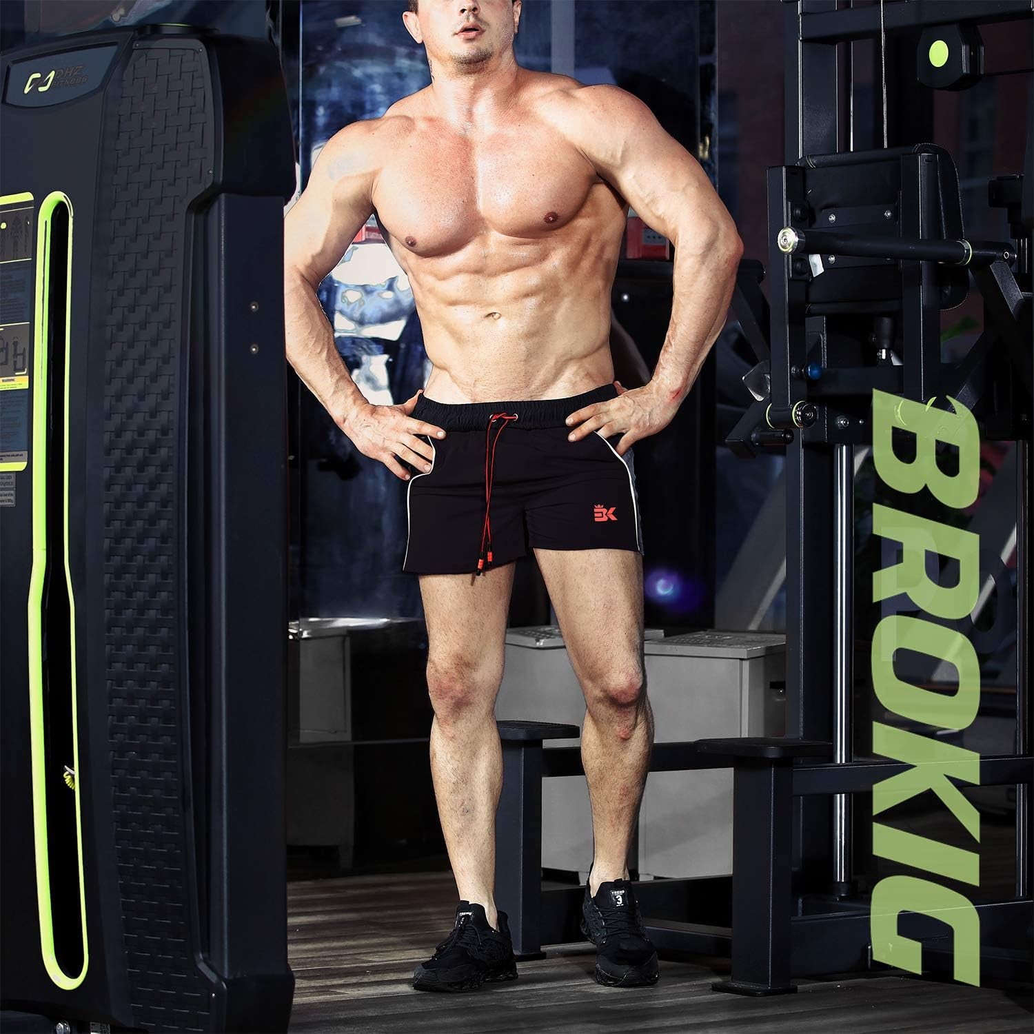 Men'S 5" Gym Bodybuilding Shorts Running Workout Lightweight Shorts Elastic Waistband with Pockets