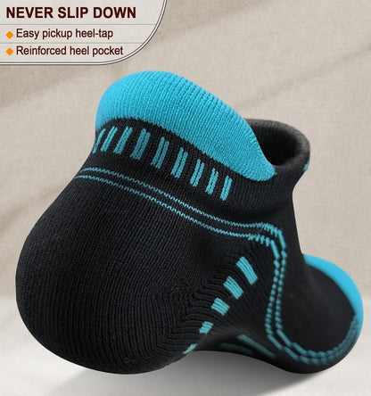 Men's Athletic Compression Ankle Socks - 6 Pairs of Cushioned Support for Running and Walking