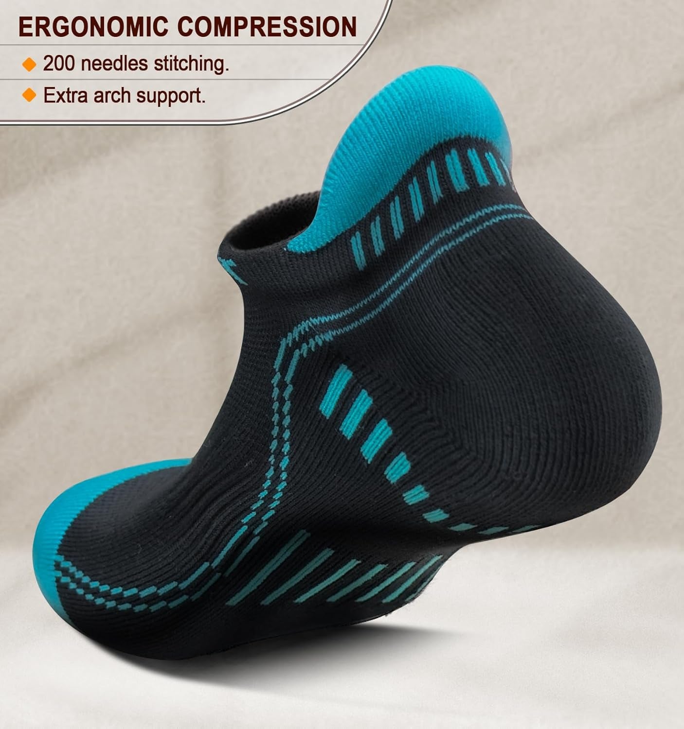 Men's Athletic Compression Ankle Socks - 6 Pairs of Cushioned Support for Running and Walking