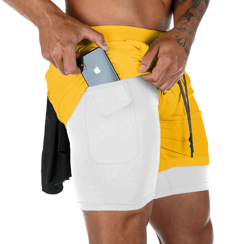 Elevate Your Workout: Men's Quick-Dry 2-in-1 Running Shorts for Summer 2023 Fitness and Comfort