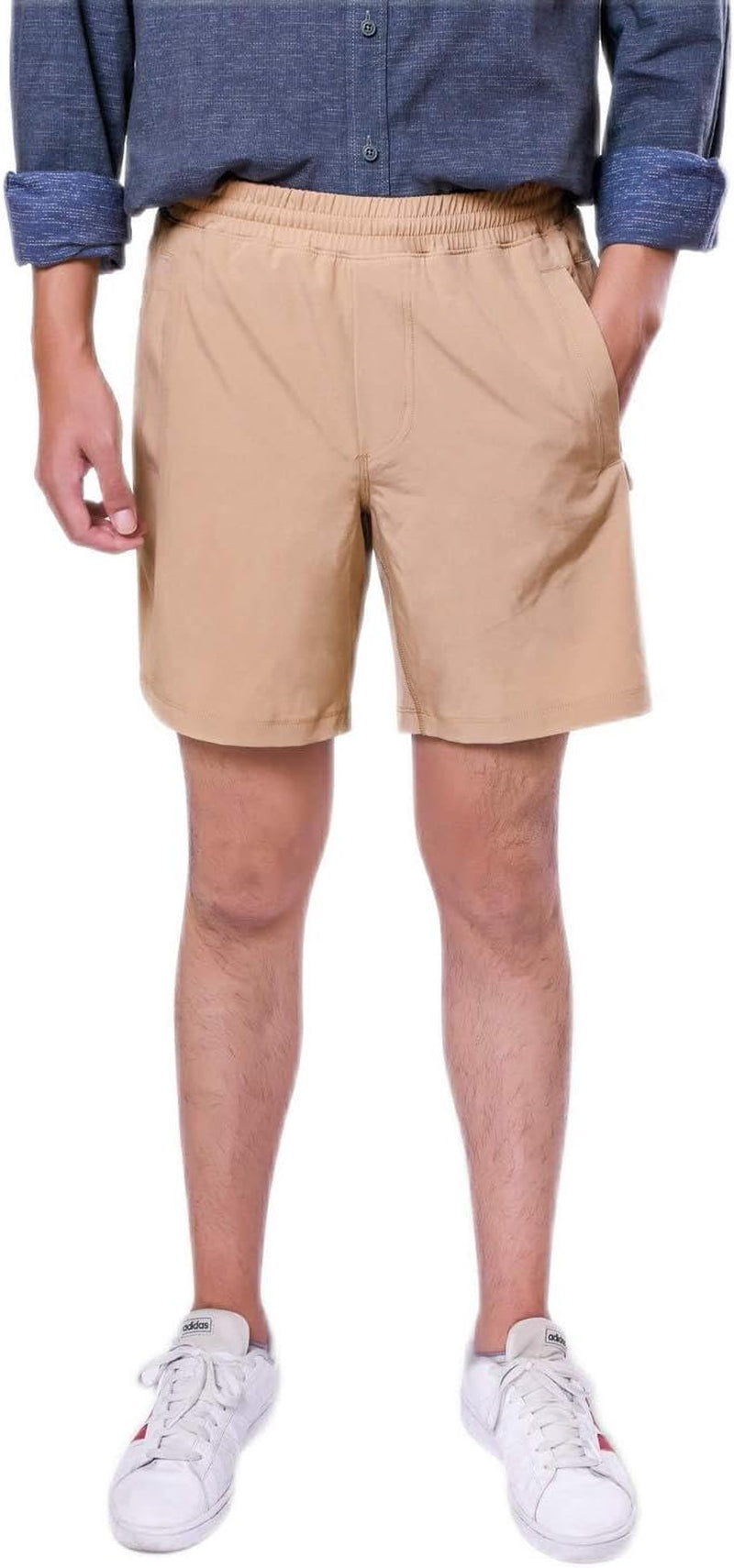 Ultimate Men's Casual Gym Shorts with Built-In Underwear & Secure Zipper Pockets - Khaki, Size L
