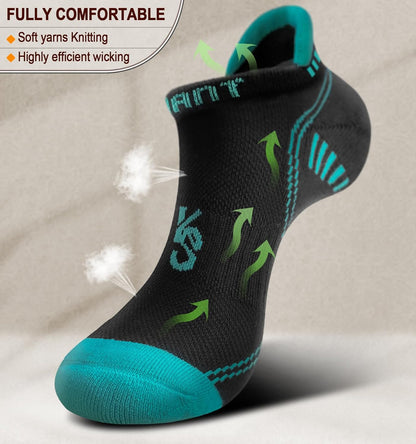 Men's Athletic Compression Ankle Socks - 6 Pairs of Cushioned Support for Running and Walking