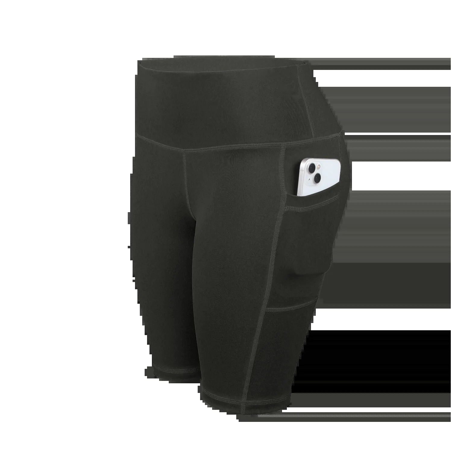 Women Solid Yoga Shorts with 3 Pockets High Waist Butt Lifting Workout Tights Gym Elastic Cycling Shorts Activewear