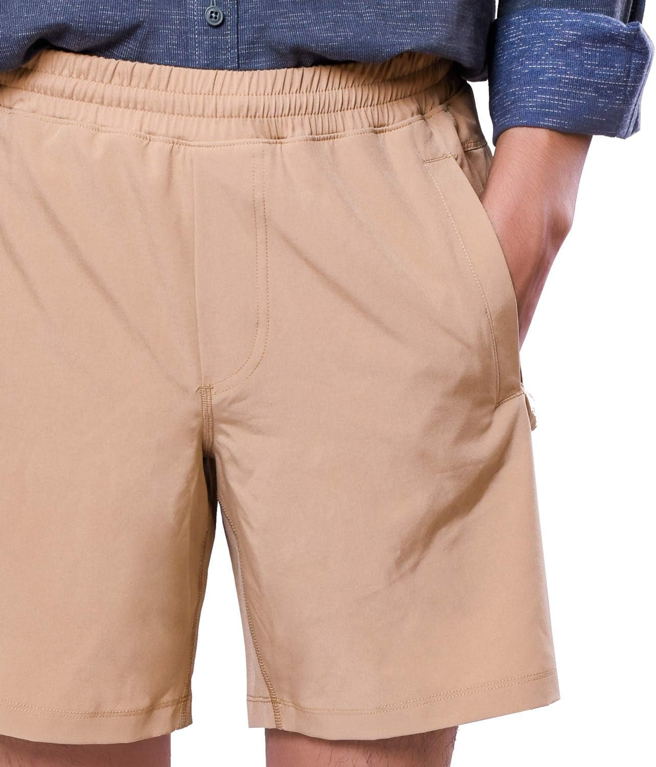 Ultimate Men's Casual Gym Shorts with Built-In Underwear & Secure Zipper Pockets - Khaki, Size L
