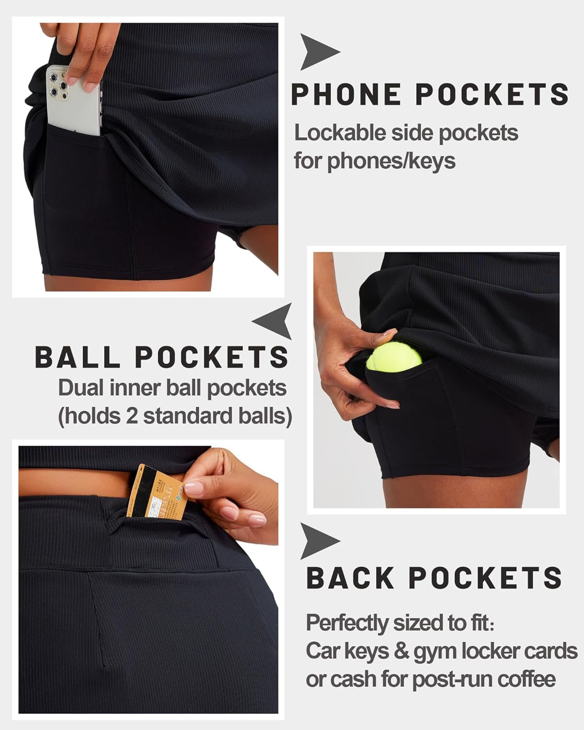 High-Waisted Women's Tennis Skirts with Pockets - Tummy Control Athletic Golf Skorts for Casual Workouts