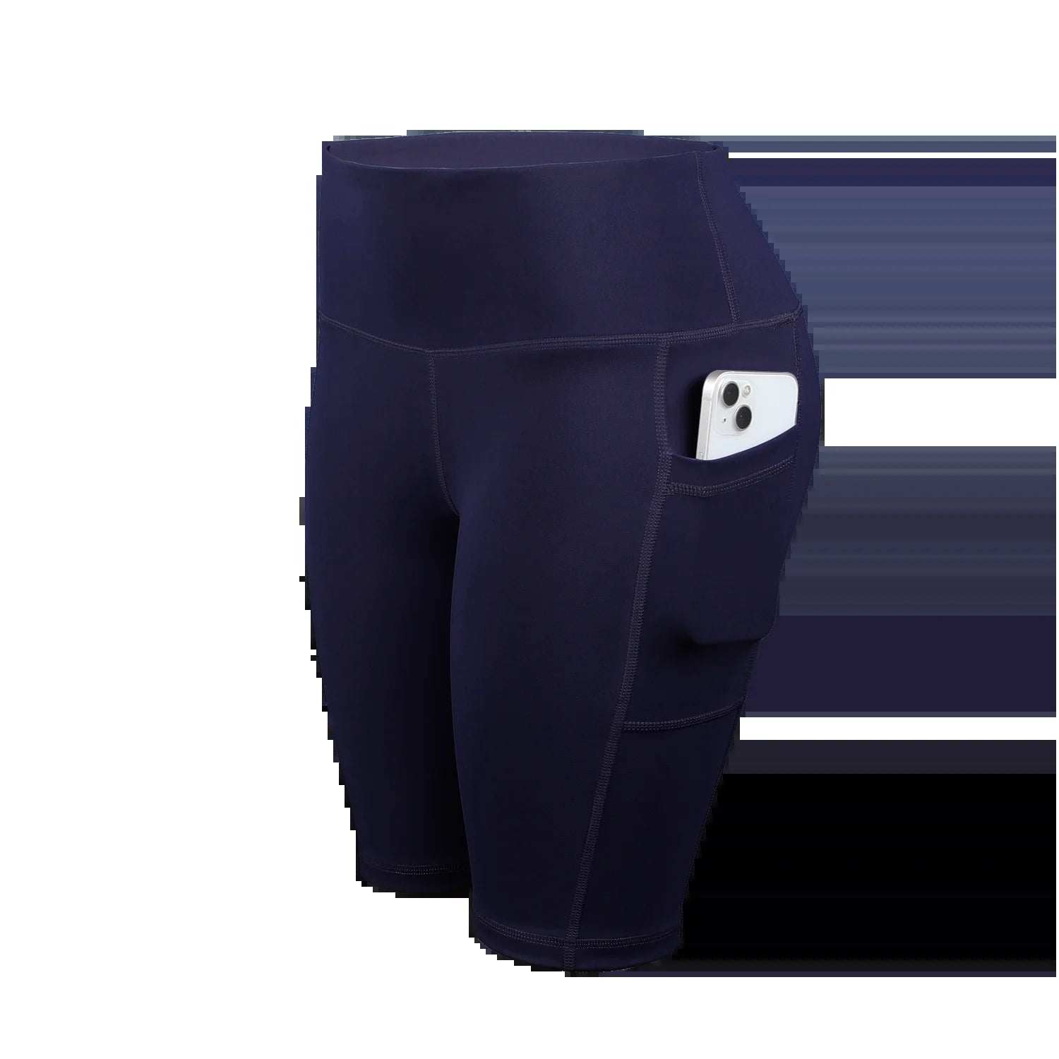 Women Solid Yoga Shorts with 3 Pockets High Waist Butt Lifting Workout Tights Gym Elastic Cycling Shorts Activewear