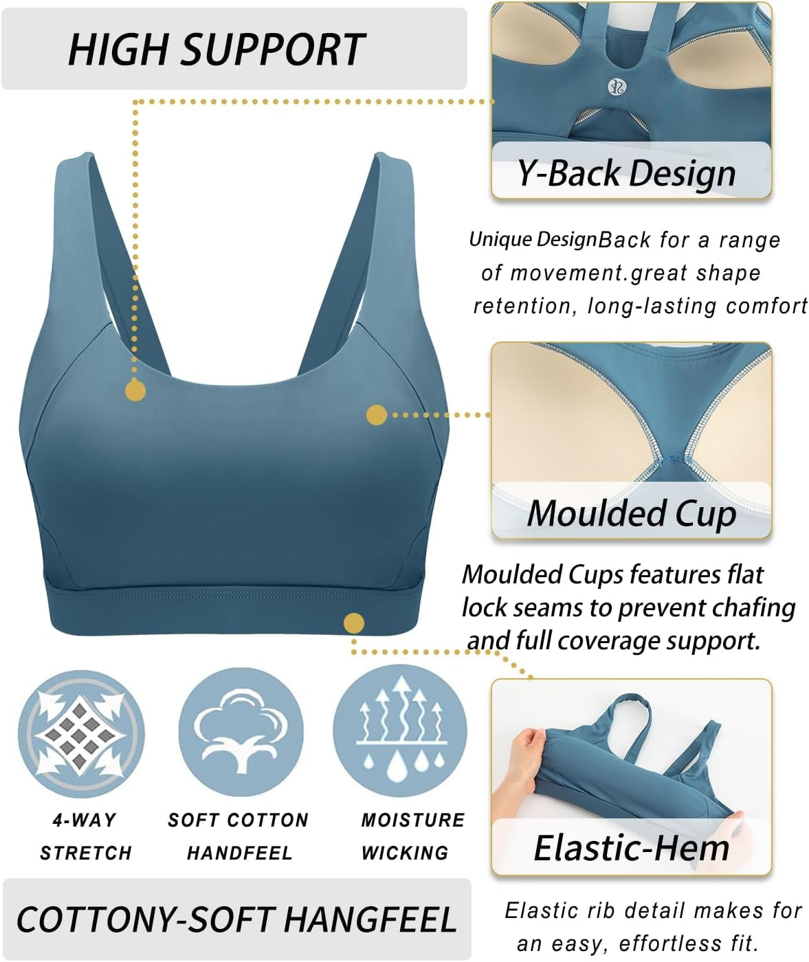Ultimate High Impact Women's Sports Bra – Zip Front, Adjustable Criss-Cross Back & Padded for Maximum Support in Workouts & Yoga