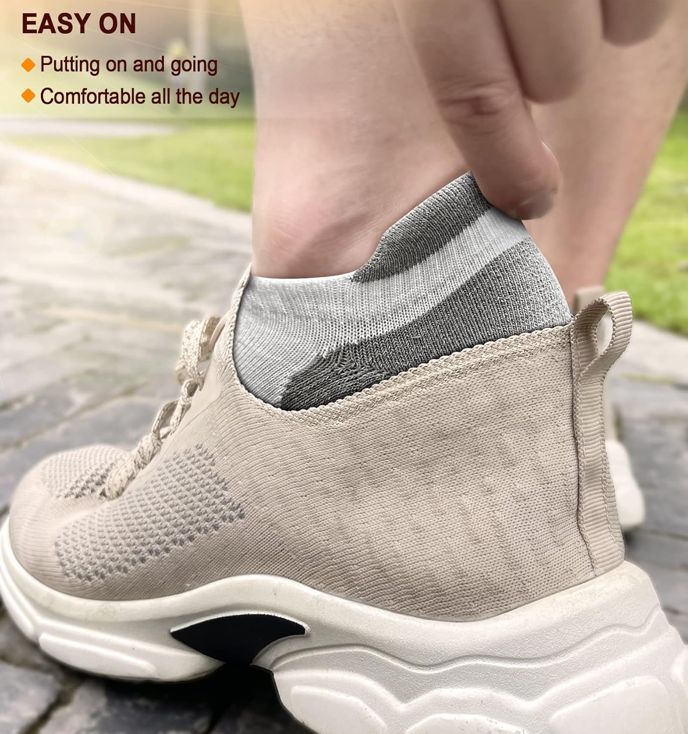 Men's Athletic Compression Ankle Socks - 6 Pairs Cushioned Support for Running and Walking