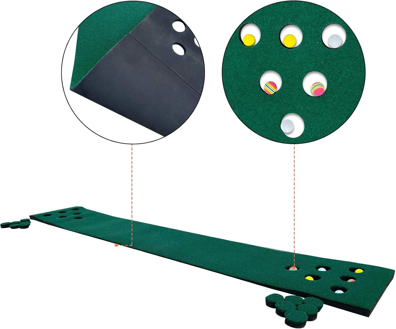 Premium Golf Putting Green Mat - Foldable Home Training Aid with 6 Balls & 12 Hole Covers - Perfect Golf Gift (9.84ft x 1.64ft)